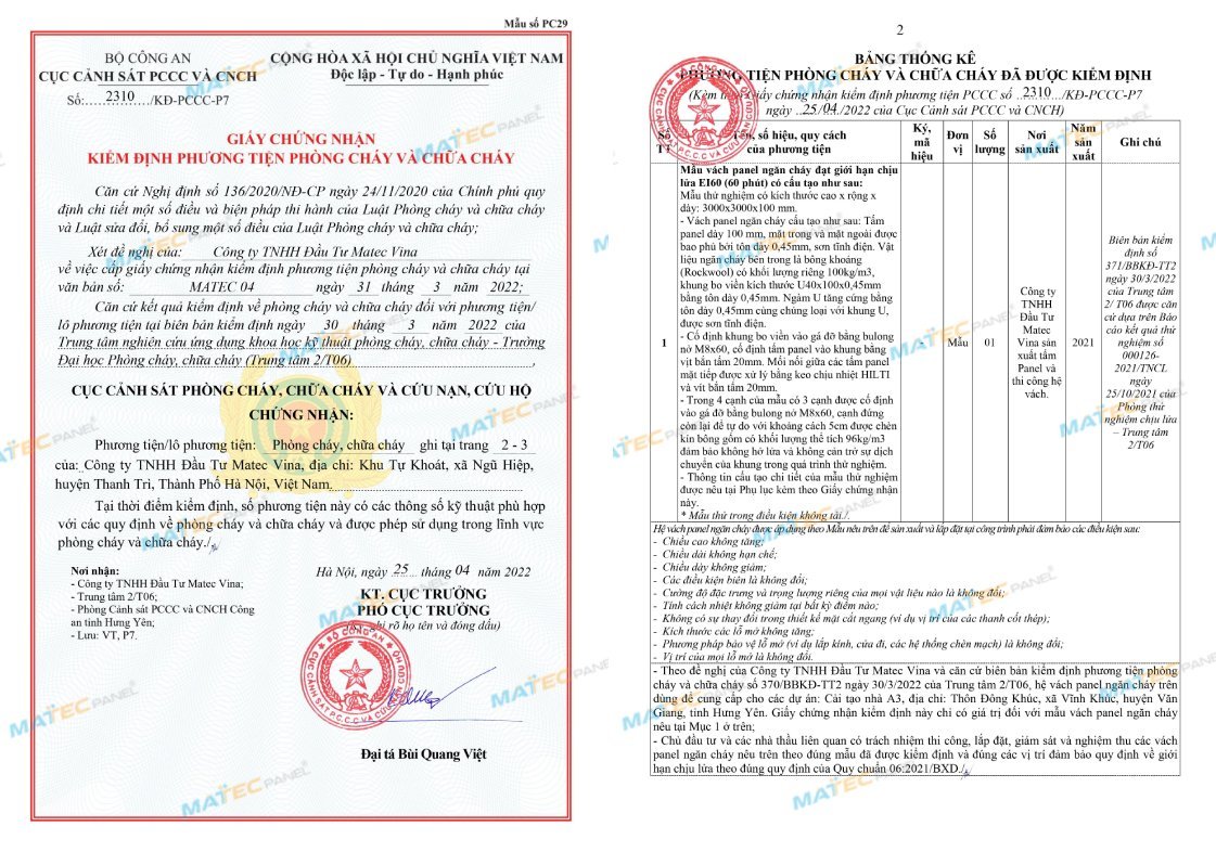 EI chống cháy 60 phút