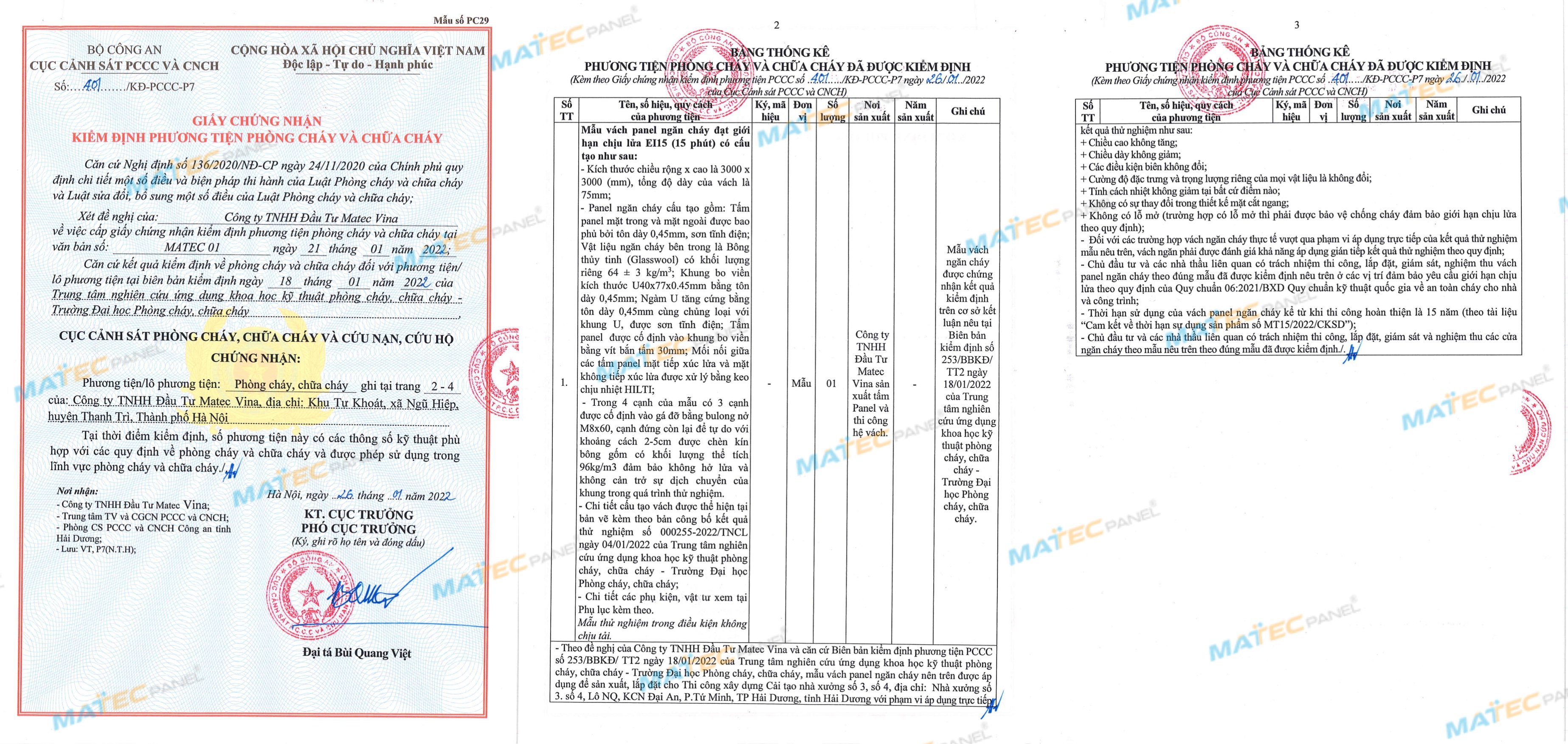 v&aacute;ch panel chống ch&aacute;y ei15