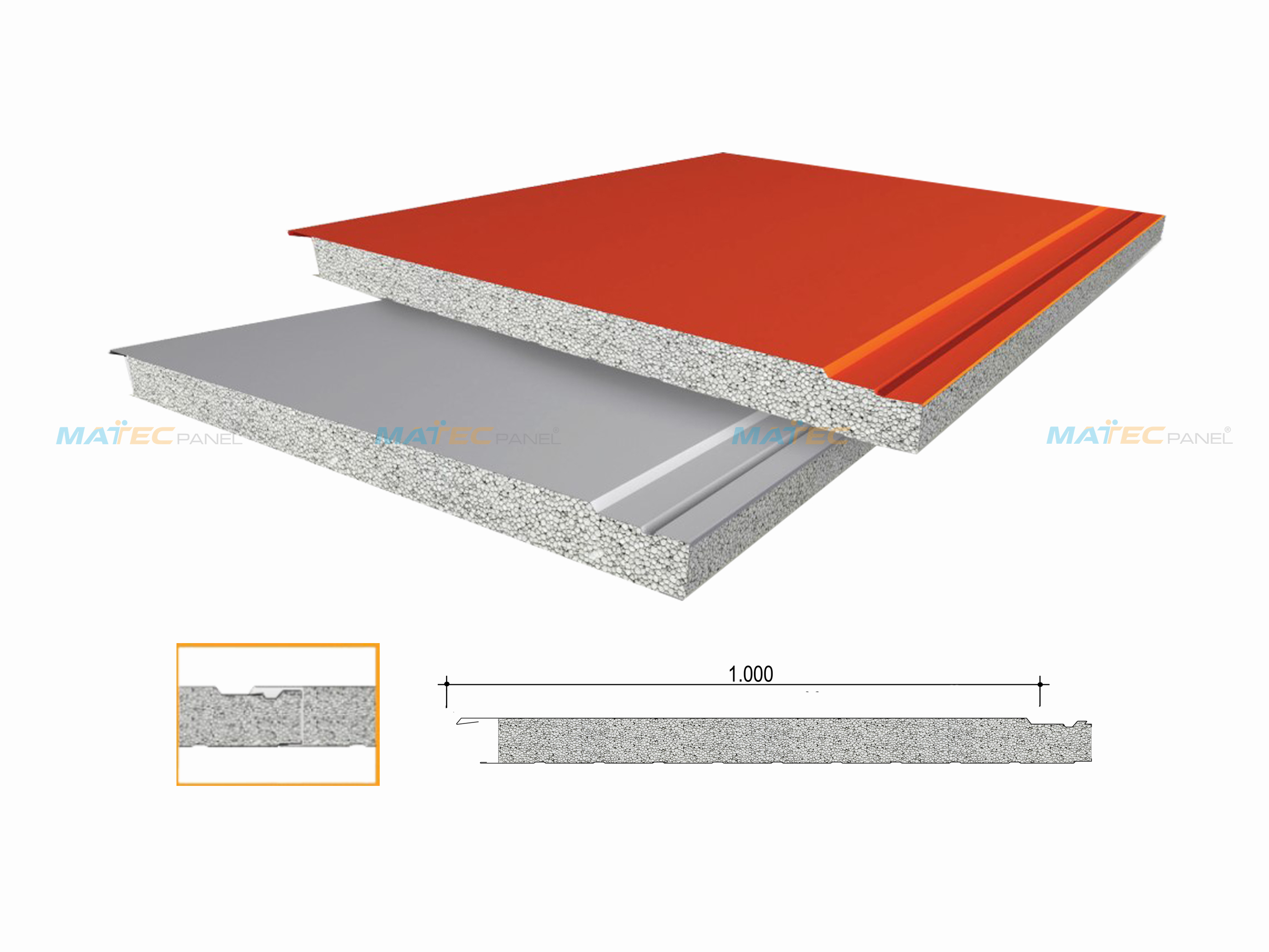 Tấm Vách ngoài - vách bao eps panel mã OUP-RP1000-01