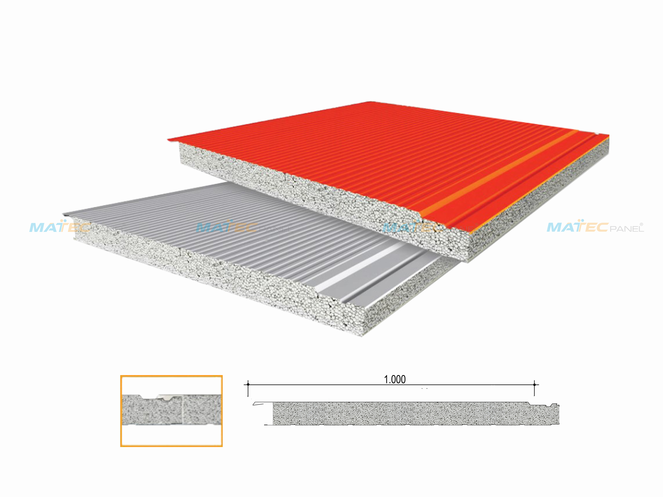 Tấm vách ngoài - vách bao eps panel mã OUP-RP1000-02