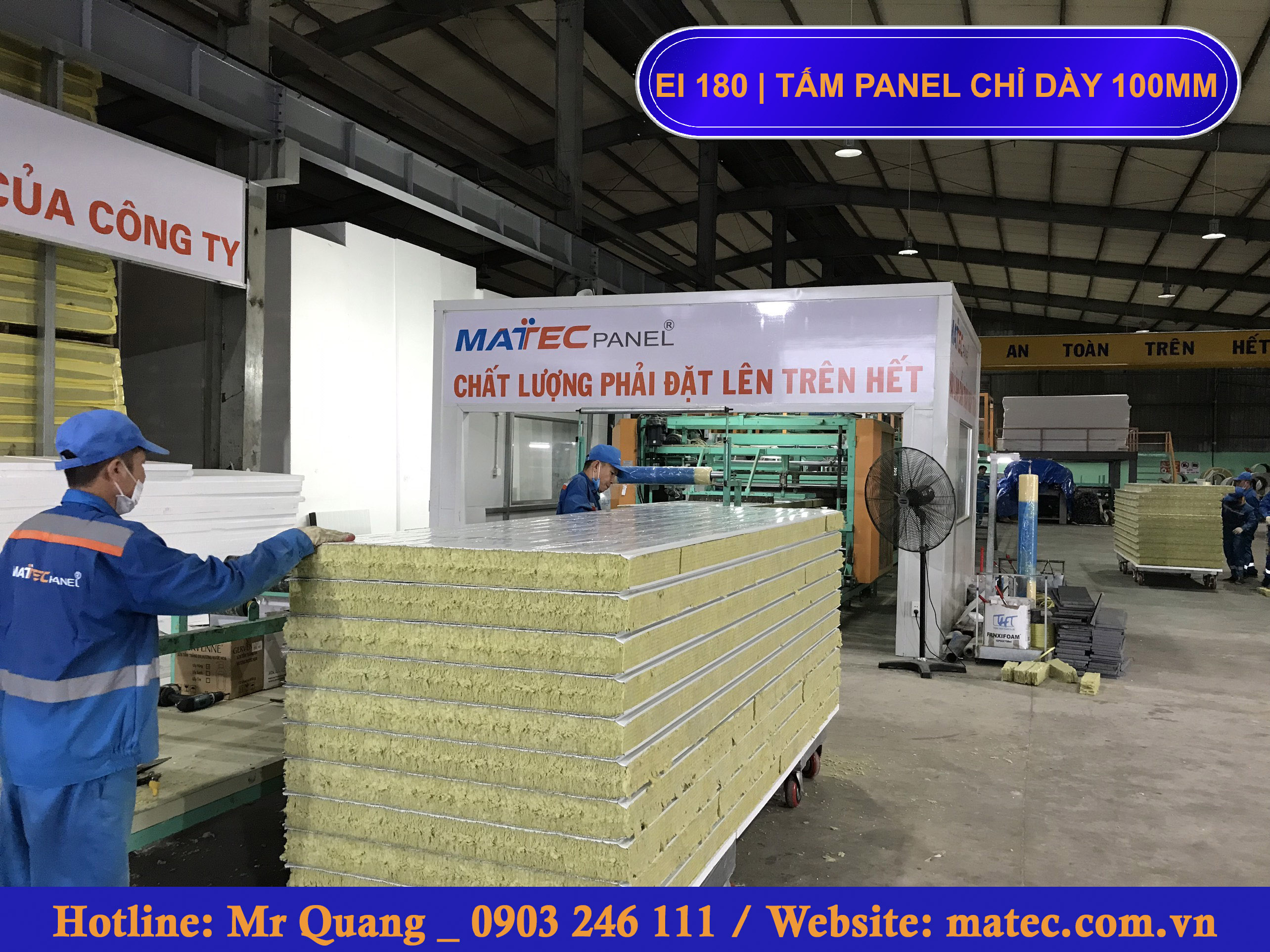 V&aacute;ch Panel chống ch&aacute;y EI180 d&agrave;y 100mm